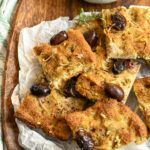 keto focaccia bread with seasoned olive oil dip