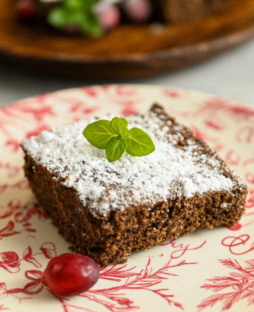 slice of gluten-free gingerbread cake