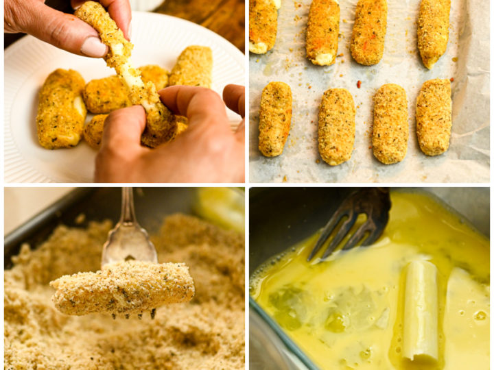 keto baked cheese sticks process pictures