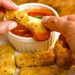 keto baked mozzarella cheese close up