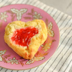 keto cheese danish heart shaped on pink plate