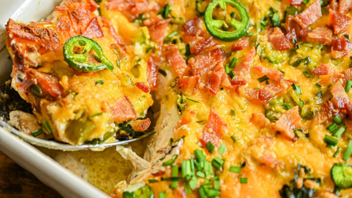 keto jalapeño chicken casserole being served