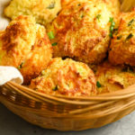 Keto Mexican Cornbread Muffins served in a wicker basket