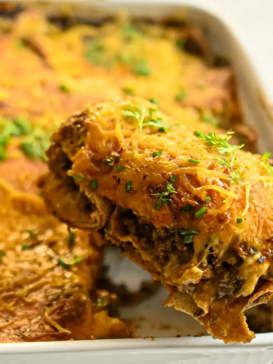 keto beef enchiladas being served