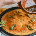 pouring butter over keto brown butter sage cornbread
