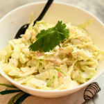 Best keto coleslaw served in a small white bowl