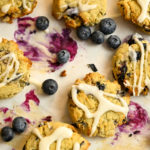 keto-friendly blueberry cookies baked on parchment paper