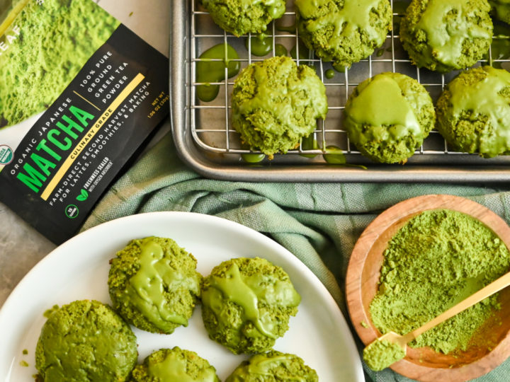 keto matcha cookies just iced with matcha glaze