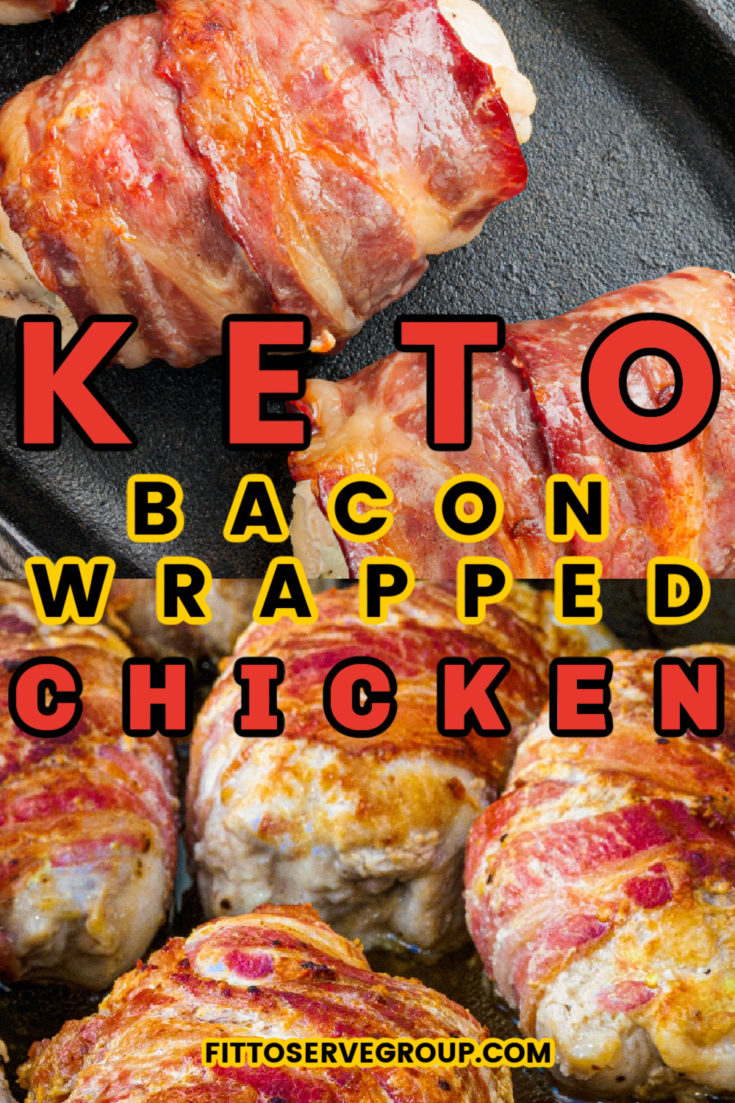 Keto bacon wrapped chicken long pin