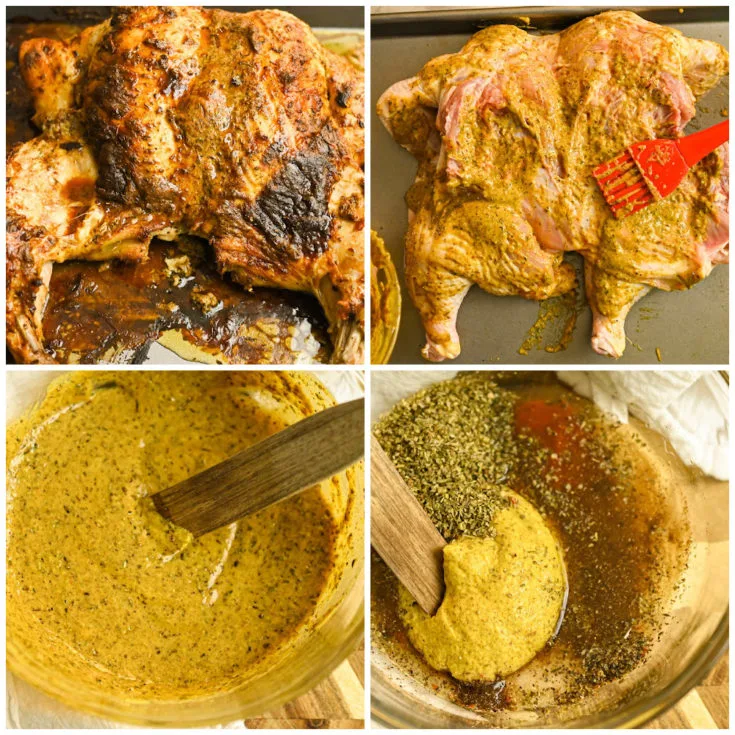 Keto spatchcock chicken marinade process pictures