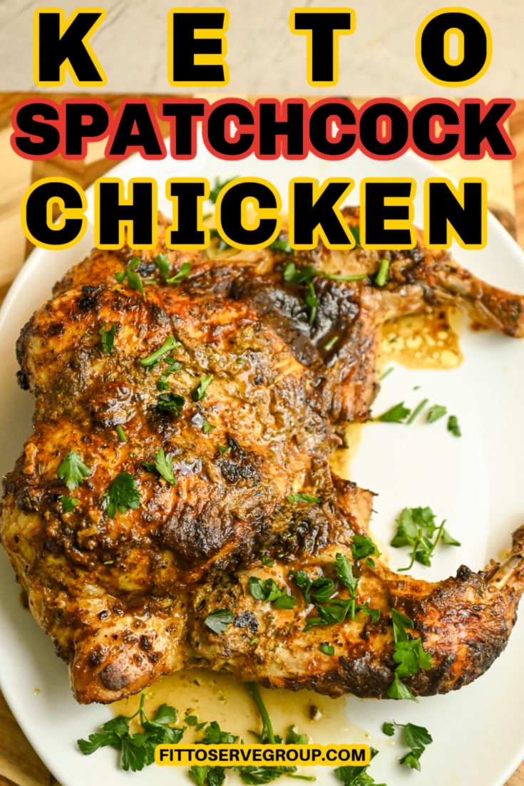 Keto spicy mustard spatchcock chicken Pinterest pin