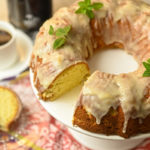 easy keto butter cake with a slice missing