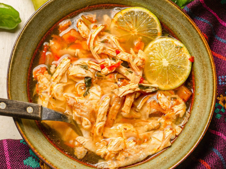 keto Southwestern chicken soup served