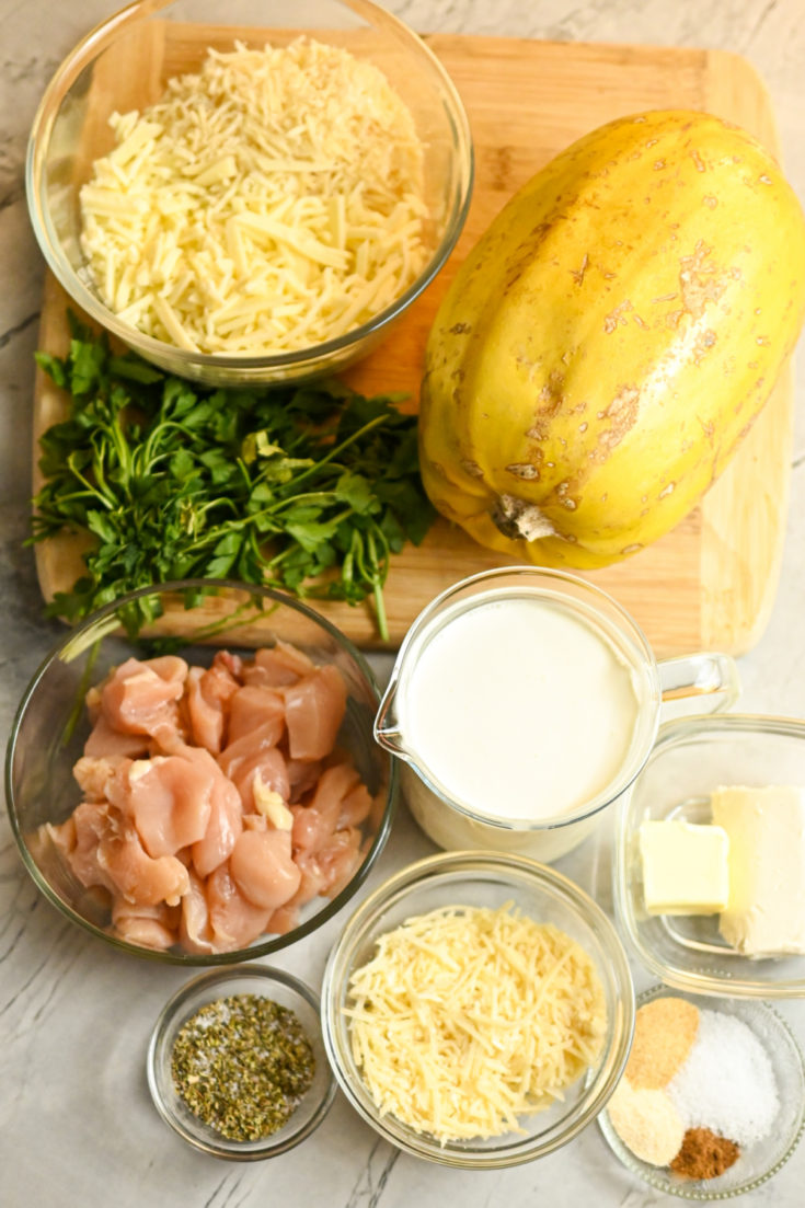 keto chicken Alfredo with spaghetti squash ingredients