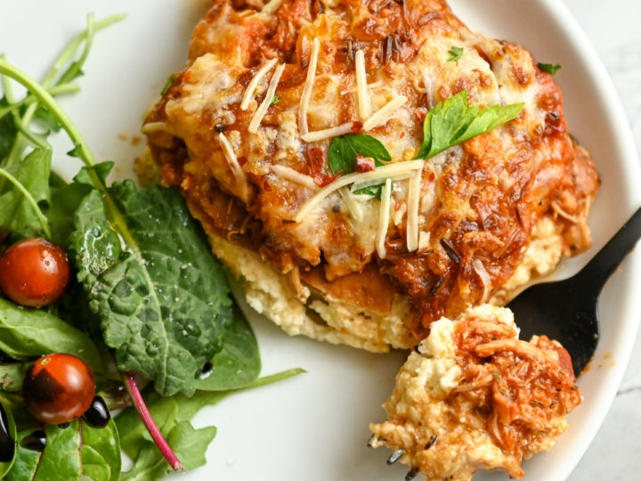 plated gluten-free chicken lasagna