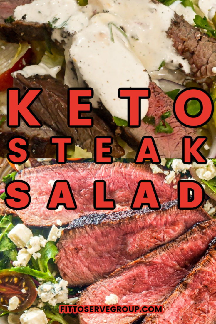 Keto ribeye steak salad with blue cheese dressing