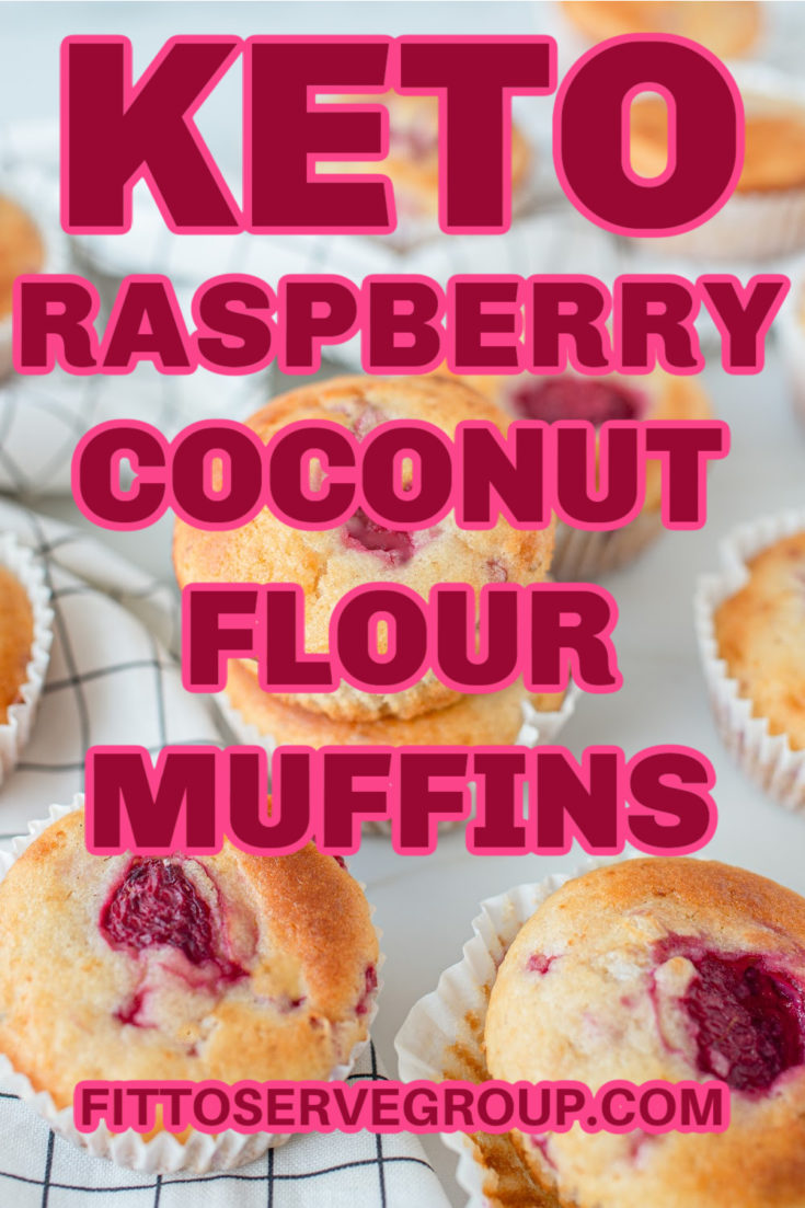 keto coconut flour raspberry muffins on marble counter