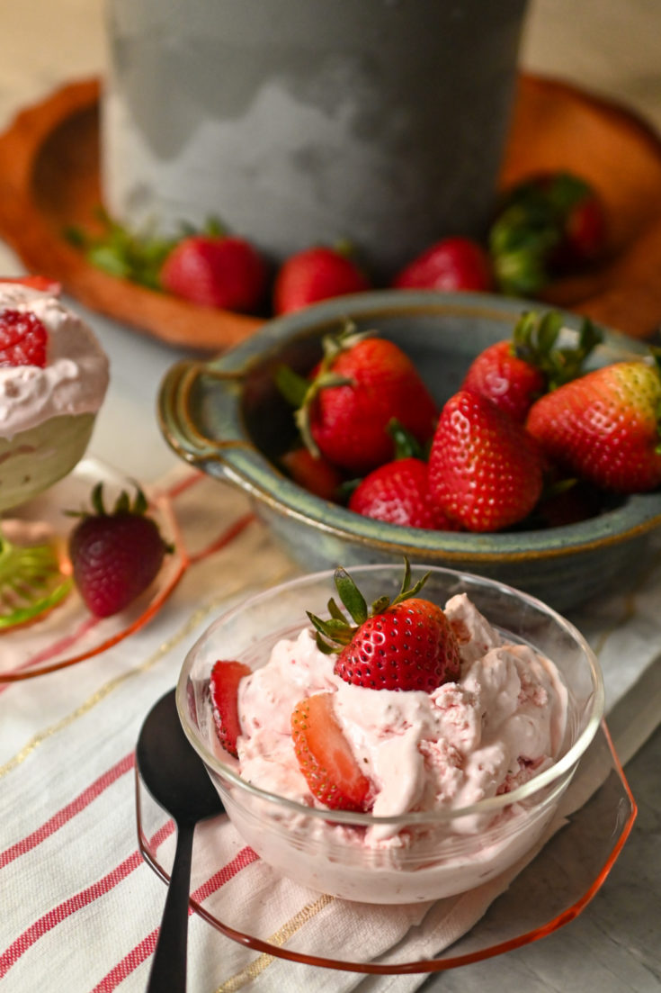 Easy low carb 4 ingredient strawberry ice cream served