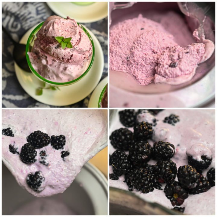 Keto blackberry ice cream process pictures