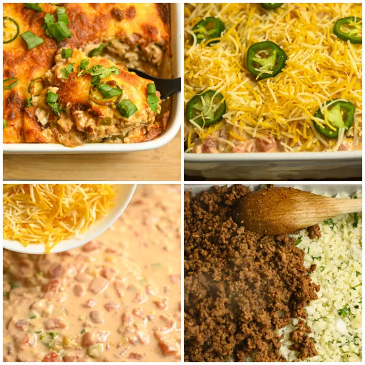 Keto ground beef taco casserole process pictures