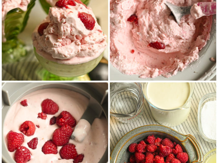 Keto raspberry ice cream process pictures