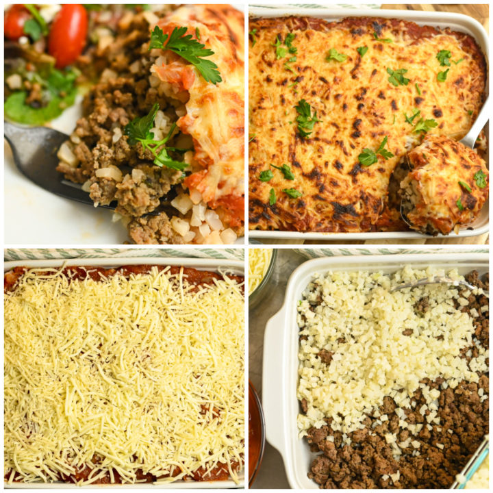 keto Italian beef & cauliflower rice casserole process pictures