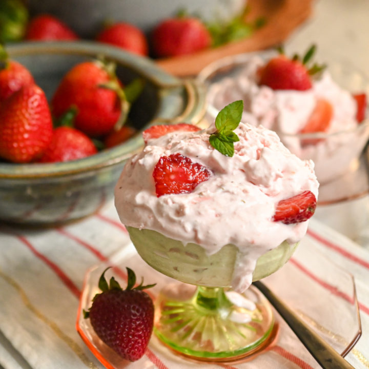 keto strawberry four ingredient ice cream served