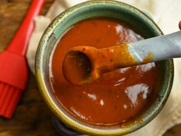 keto bbq sauce served in a small stoneware bowl