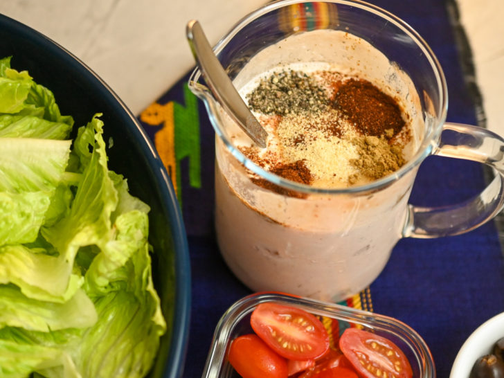 keto creamy salsa dressing being made