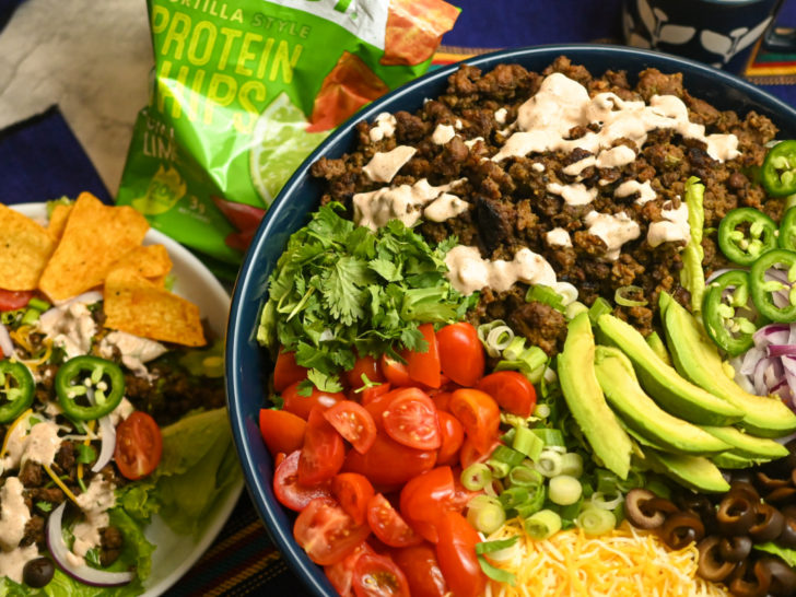 keto ground beef taco salad featured image