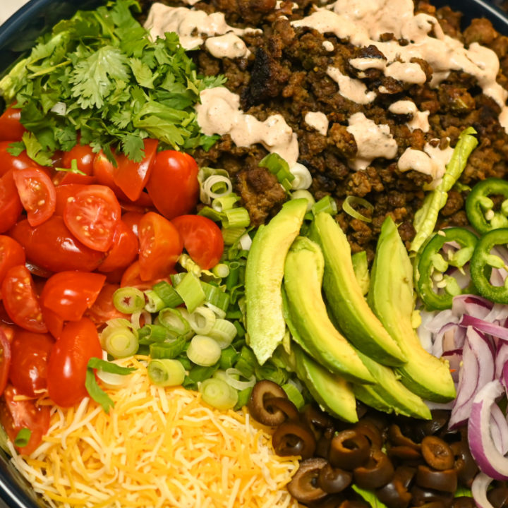 keto ground beef taco salad recipe image