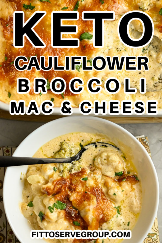 keto cauliflower broccoli mac and cheese casserole
