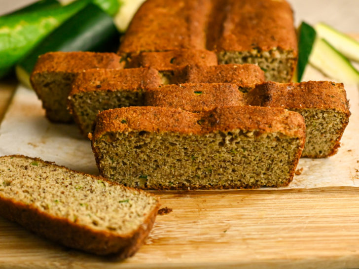 high fiber keto zucchini bread sliced