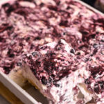 keto no-bake blackberry cheesecake cut into squares