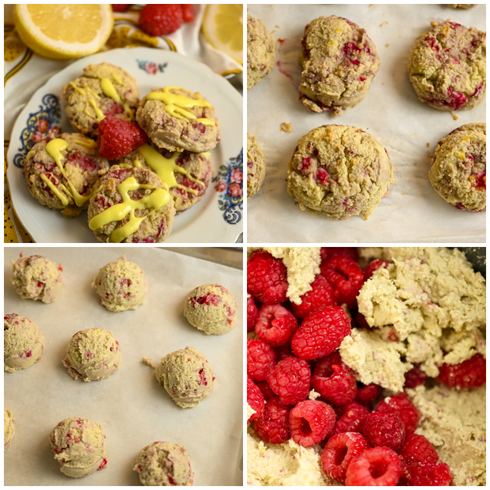 keto raspberry lemonade cookies process pictures