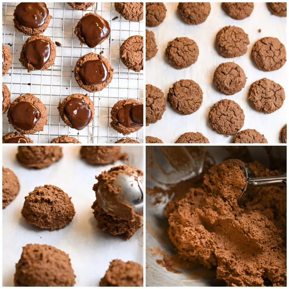 keto chocolate cream cheese cookies process pictures