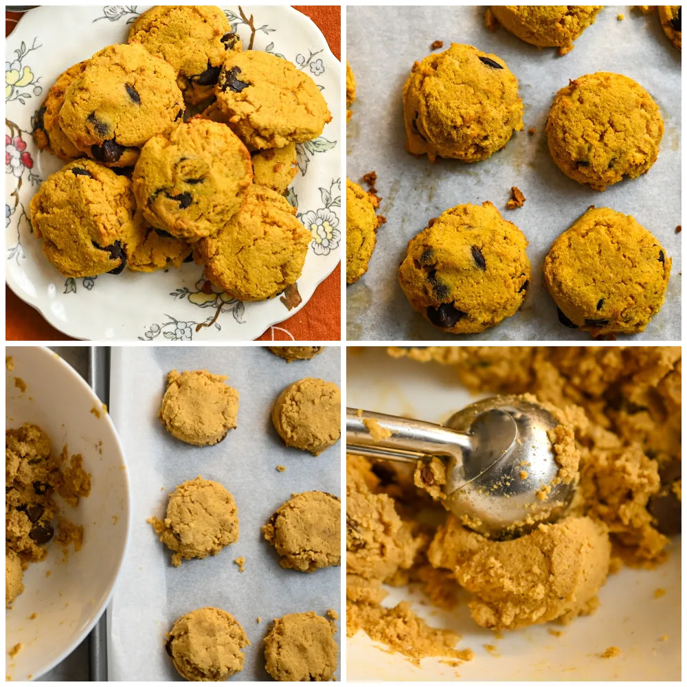 low carb pumpkin chocolate chip cookies process pictures
