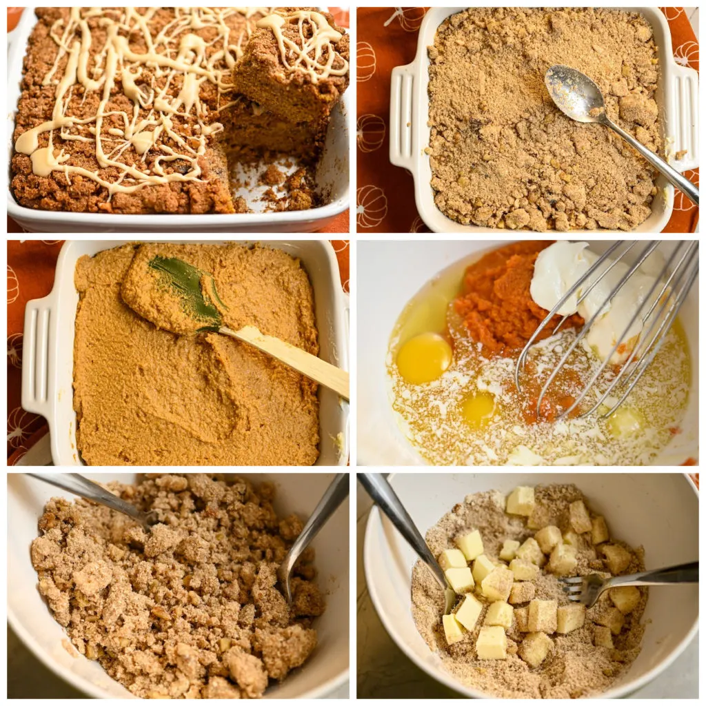 keto pumpkin streusel coffee cake process pictures