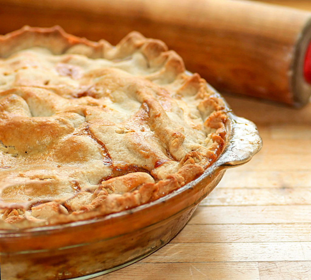 keto mock apple pie resting before sliced and served