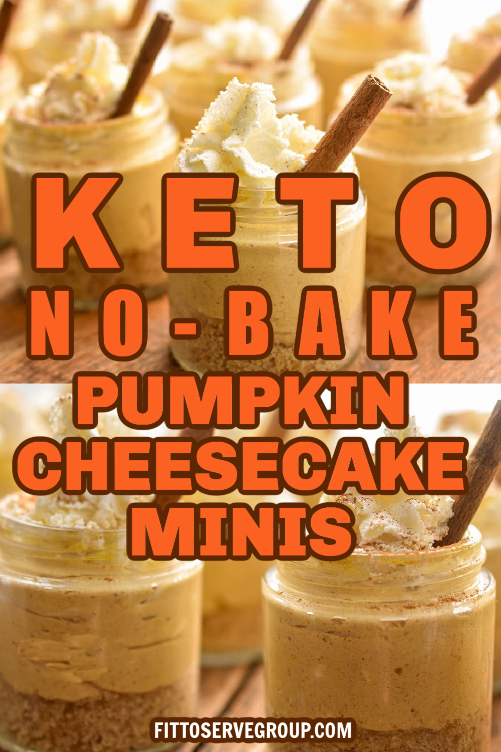 low carb no-bake pumpkin cheesecakes in small mason jars