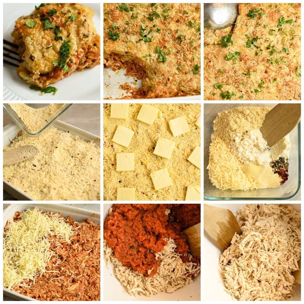 keto chicken Parmesan casserole process pictures