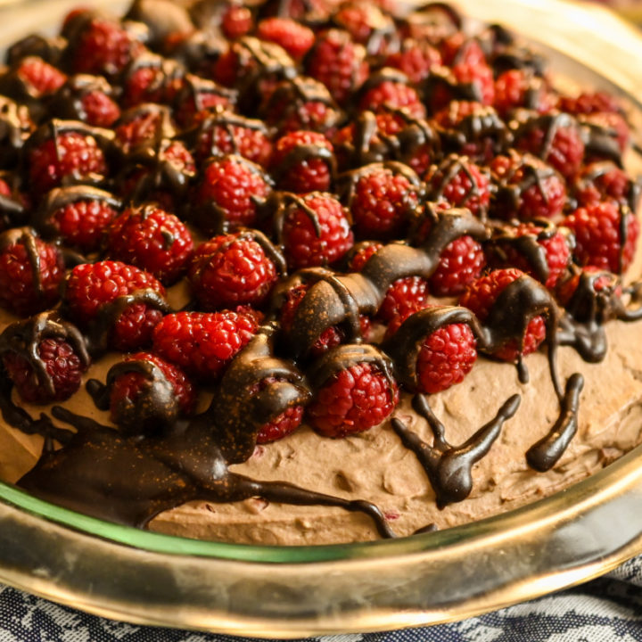 Keto no-bake raspberry chocolate icebox pie recipe image