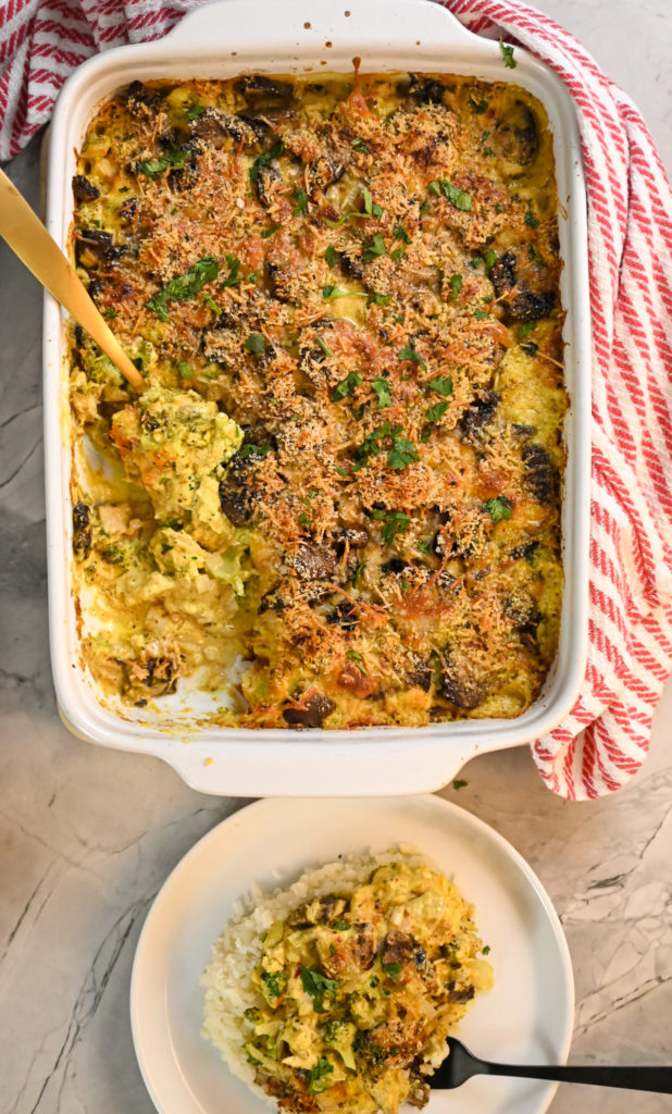 keto-friendly chicken Divan casserole served