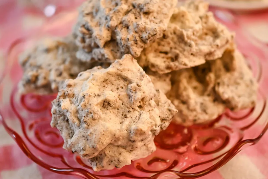 keto meringue cookies with pecans and sugar-free chocolate chips