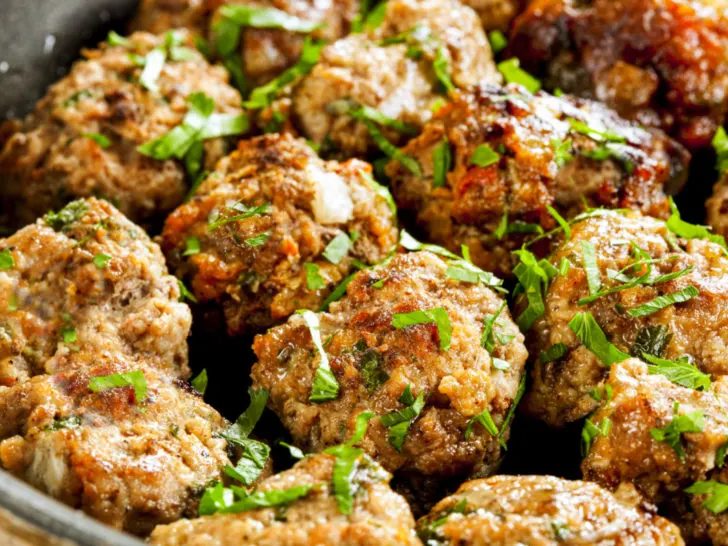 baked keto pastrami meatballs featured image