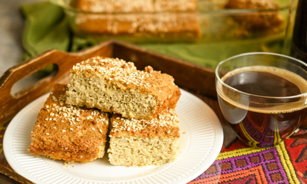 keto quesadilla cake served with Dale cafe from Guatemala