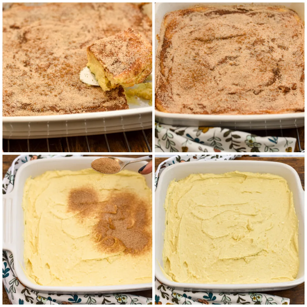 keto snickerdoodle cookie bars process pictures