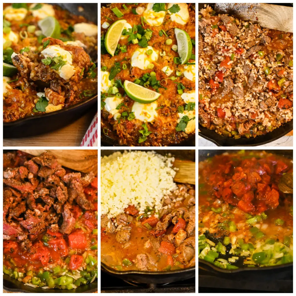 keto steak fajita casserole process pictures