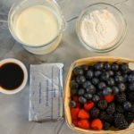 Ingredients needed to make a keto mixed berry cheesecake fluff