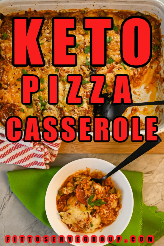 Keto pizza casserole baked and served